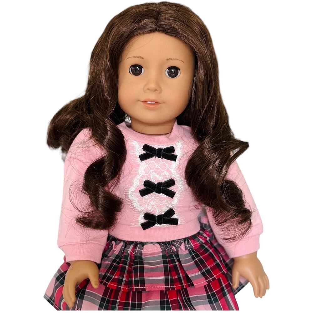 American Girl Truly Me #69 in Janie & Jack Plaid & Coconut Holiday Pajamas - Picture 3 of 8